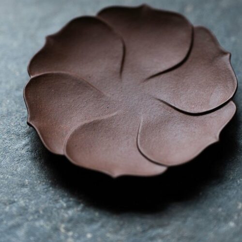 Handmade Carved Aged Zini Layered Lotus Petal Tea Boat