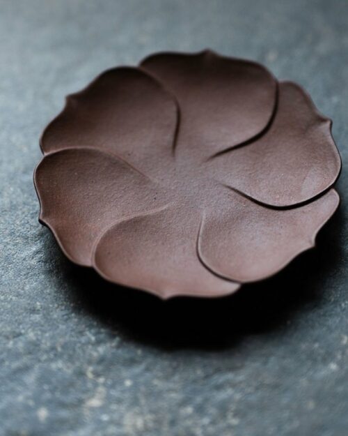 Handmade Carved Aged Zini Layered Lotus Petal Tea Boat