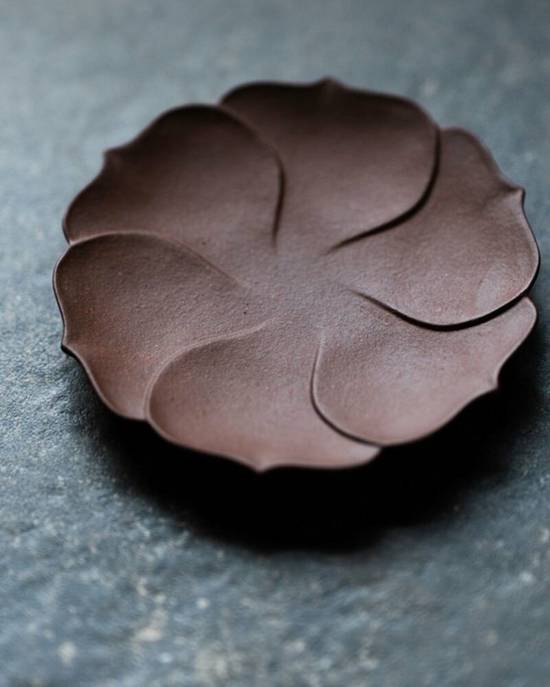 Handmade Carved Aged Zini Layered Lotus Petal Tea Boat