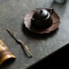Handmade Carved Aged Zini Layered Lotus Petal Tea Boat