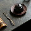 Handmade Carved Aged Zini Layered Lotus Petal Tea Boat