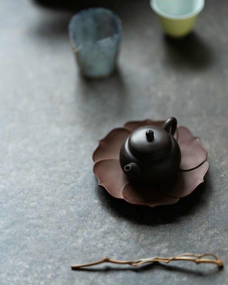 Handmade Carved Aged Zini Layered Lotus Petal Tea Boat