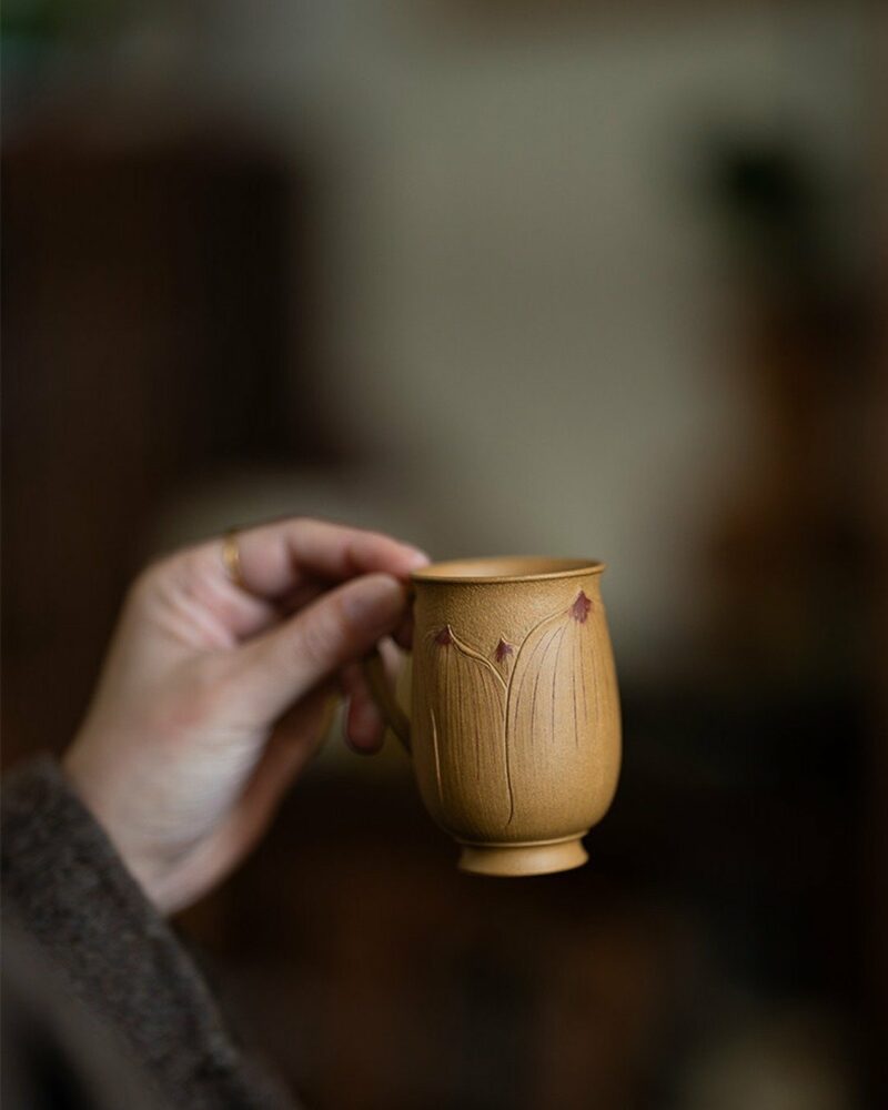 Handmade-Carved-Duanni-Lotus-Relief-100ml-Tea-Cup-With-Handle4 Handmade Carved Duanni Lotus Relief 100ml Tea Cup With Handle