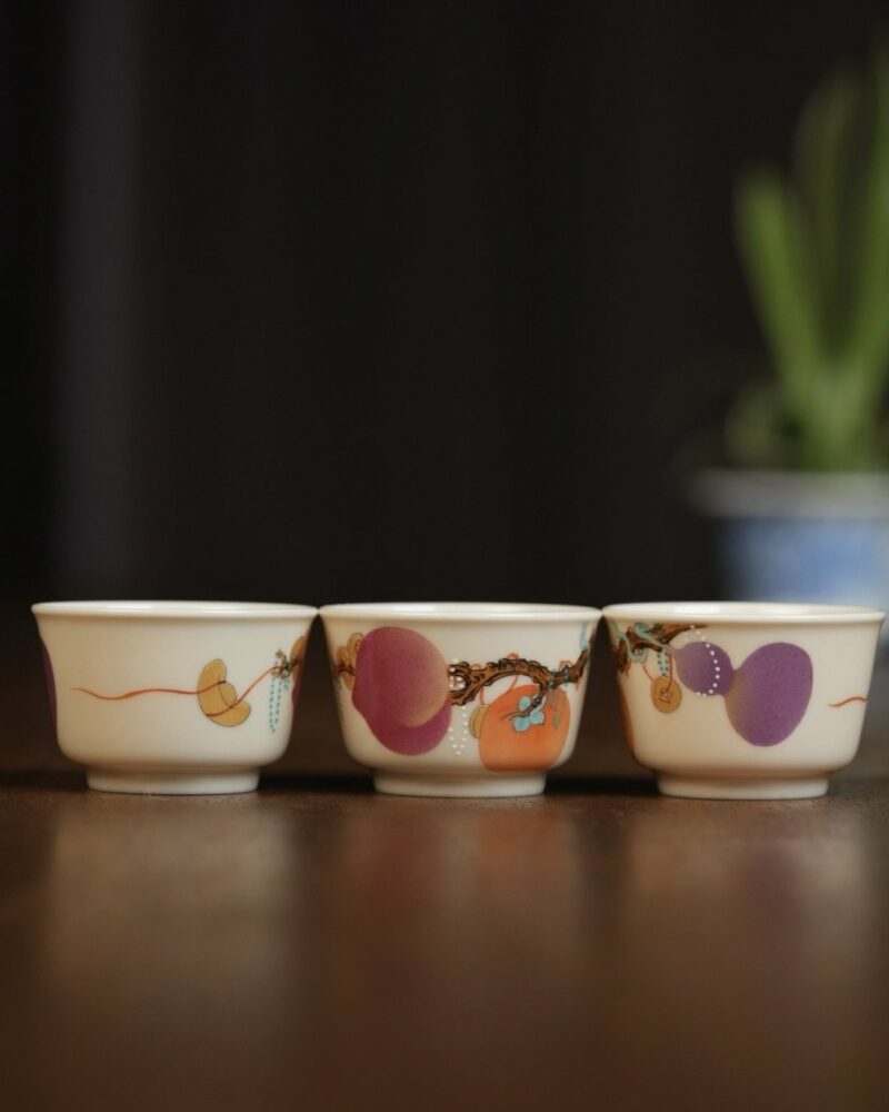 Handmade-Overglaze-decoration-Porcelain-Auspicious-Fu-Lu-Shou-50ml-Tea-Cup9 Handmade Overglaze decoration Porcelain Auspicious Fu Lu Shou 50ml Tea Cup