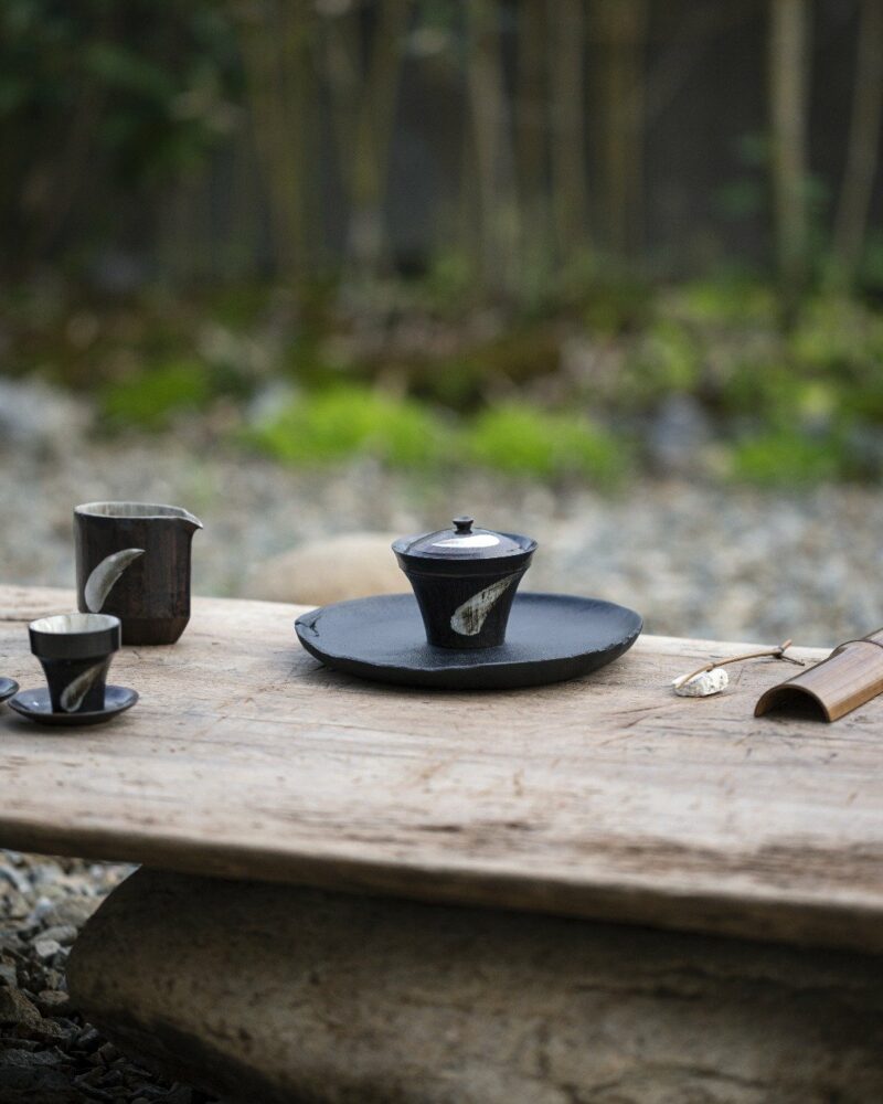 Handmade-Powder-Glaze-Ceramic-Ink-like-Cloud-Brushwork-100ml-Gaiwan2 Handmade Powder Glaze Ceramic Ink-like Cloud Brushwork 100ml Gaiwan