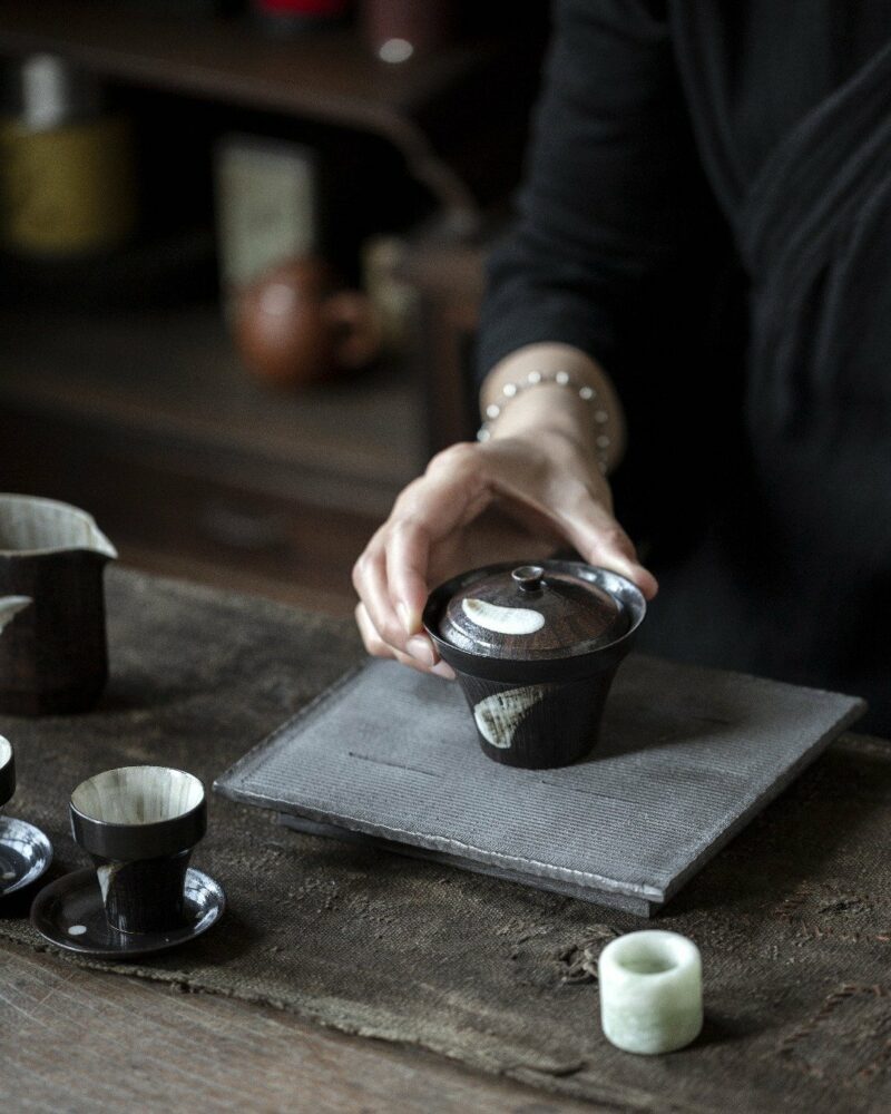 Handmade-Powder-Glaze-Ceramic-Ink-like-Cloud-Brushwork-100ml-Gaiwan3 Handmade Powder Glaze Ceramic Ink-like Cloud Brushwork 100ml Gaiwan