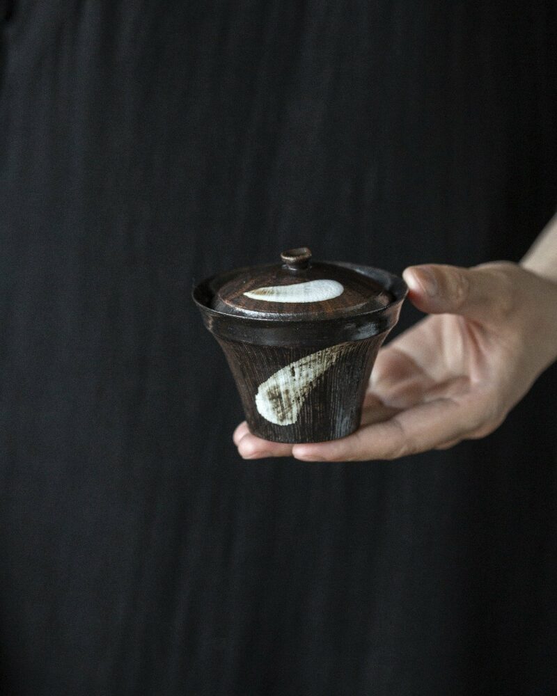 Handmade-Powder-Glaze-Ceramic-Ink-like-Cloud-Brushwork-100ml-Gaiwan6 Handmade Powder Glaze Ceramic Ink-like Cloud Brushwork 100ml Gaiwan