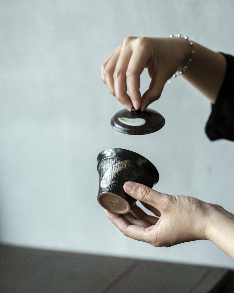 Handmade-Powder-Glaze-Ceramic-Ink-like-Cloud-Brushwork-100ml-Gaiwan7 Handmade Powder Glaze Ceramic Ink-like Cloud Brushwork 100ml Gaiwan