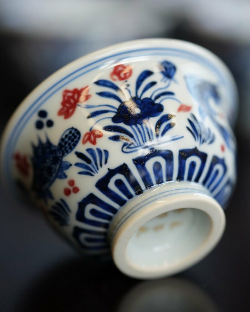 Handmade-Qinghua-Underglaze-Red-Porcelain-Fish-and-algae-50ml-Host-Cup8 Handmade Qinghua Underglaze Red Porcelain Fish and algae 50ml Host Cup