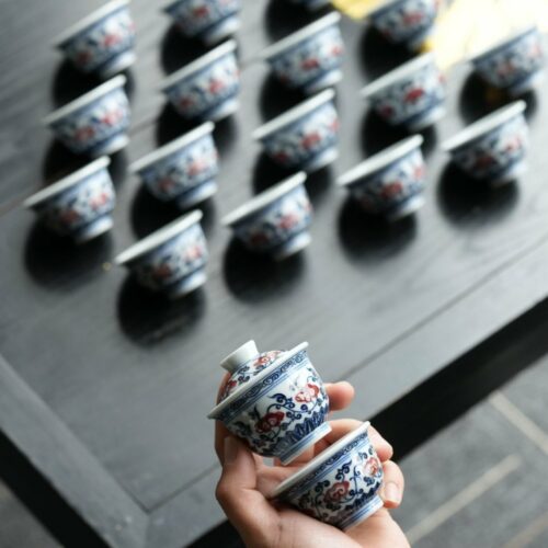 Handmade-Qinghua-Underglaze-Red-Porcelain-Lingzhi-50ml-Gaiwan-Set1 Handmade Qinghua Underglaze Red Porcelain Lingzhi 50ml Gaiwan Set