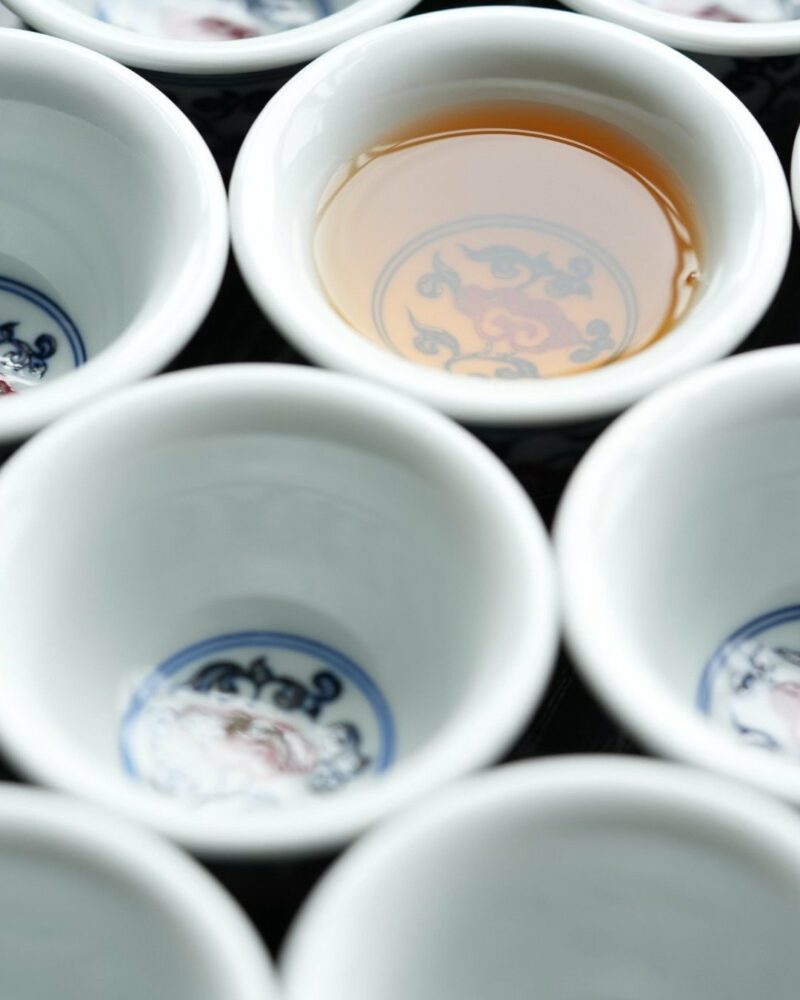 Handmade Qinghua Underglaze Red Porcelain Lingzhi 50ml Gaiwan Set