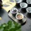 Handmade Qinghua Underglaze Red Porcelain Lingzhi 50ml Gaiwan Set