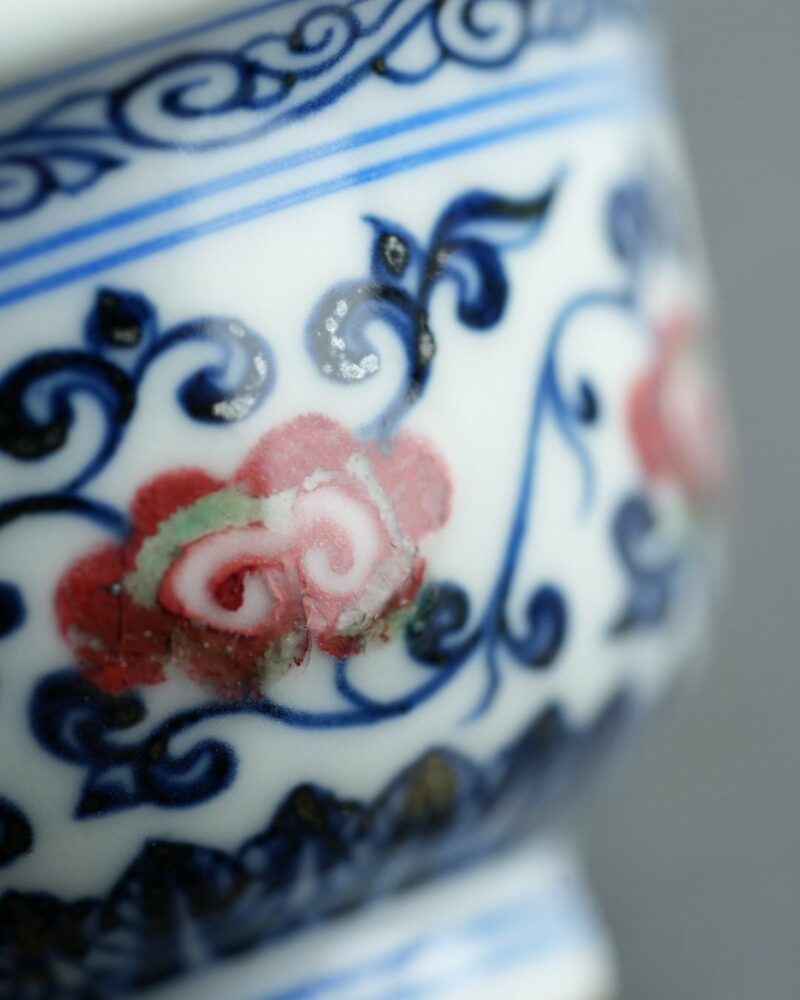 Handmade Qinghua Underglaze Red Porcelain Lingzhi 50ml Gaiwan Set