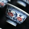 Handmade Qinghua Underglaze Red Porcelain Lingzhi 50ml Gaiwan Set