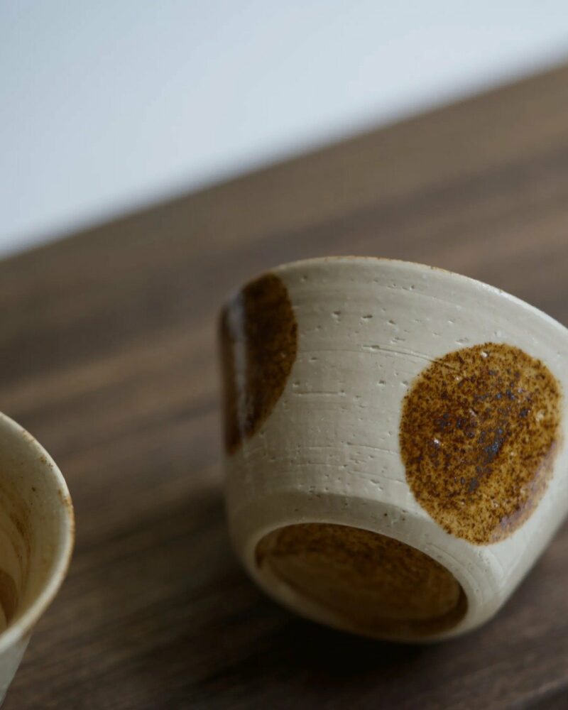 Handmade-Vintage-Style-Ceramic-Retro-polka-dot-stackable-110ml-Gaiwan-Set4 Handmade Vintage Style Ceramic Retro polka dot stackable 110ml Gaiwan Set