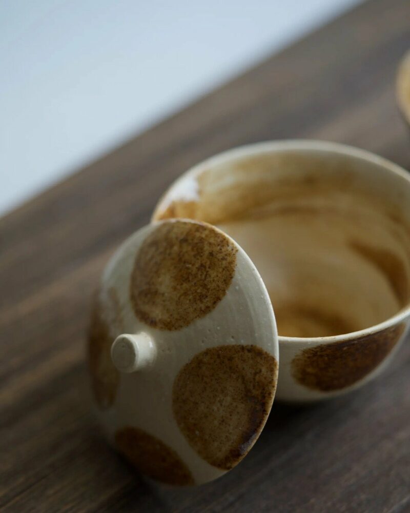 Handmade-Vintage-Style-Ceramic-Retro-polka-dot-stackable-110ml-Gaiwan-Set5 Handmade Vintage Style Ceramic Retro polka dot stackable 110ml Gaiwan Set