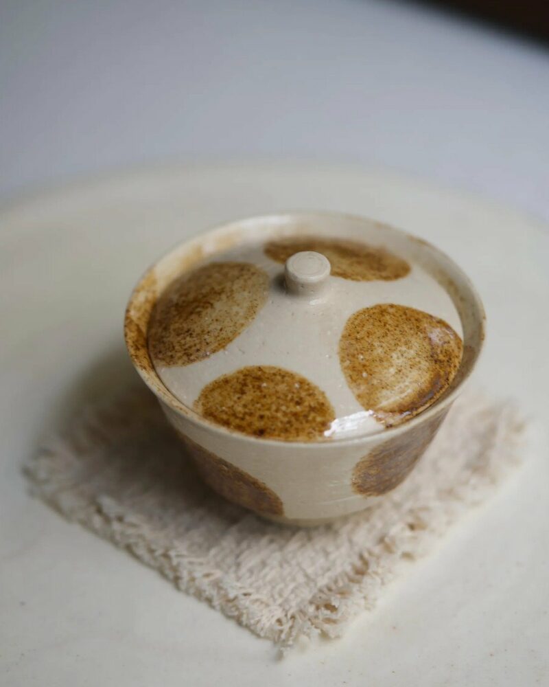 Handmade-Vintage-Style-Ceramic-Retro-polka-dot-stackable-110ml-Gaiwan-Set7 Handmade Vintage Style Ceramic Retro polka dot stackable 110ml Gaiwan Set