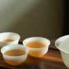 Minimalist Extra Thin Jade Porcelain Flared lip 40ml Tea Cup Set of 3