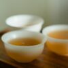 Minimalist Extra Thin Jade Porcelain Flared lip 40ml Tea Cup Set of 3