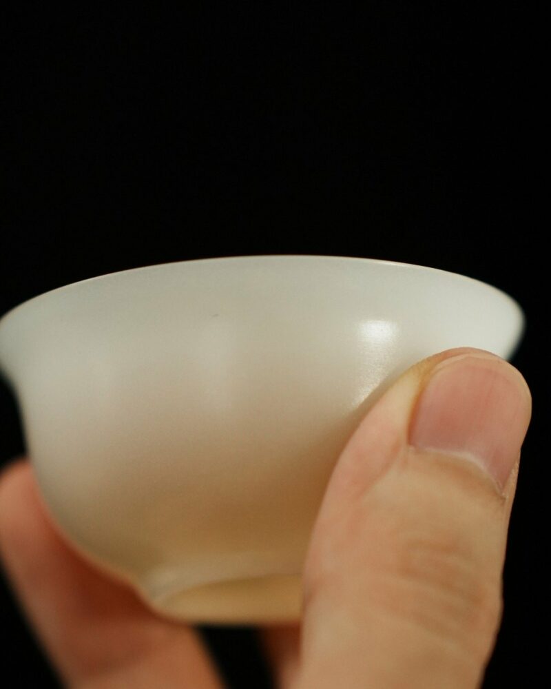 Minimalist Extra Thin Jade Porcelain Flared lip 40ml Tea Cup Set of 3