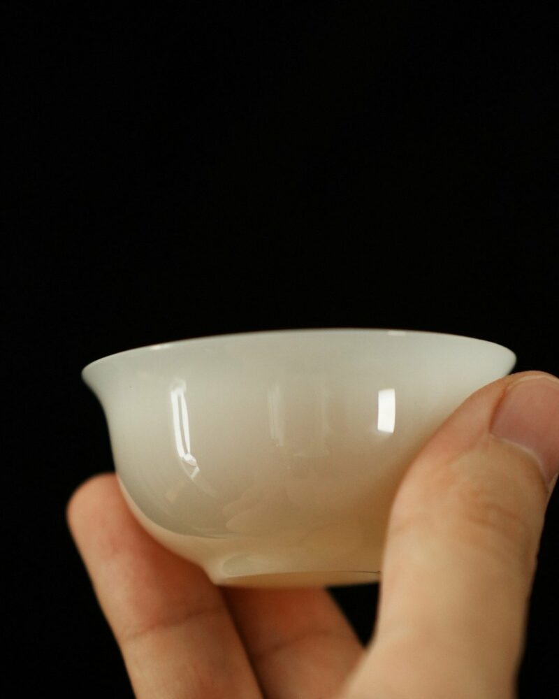 Minimalist Extra Thin Jade Porcelain Flared lip 40ml Tea Cup Set of 3