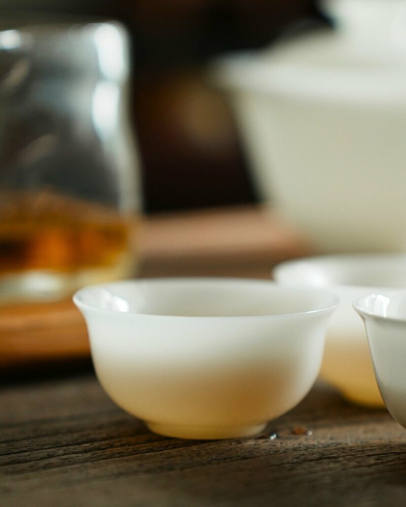 Minimalist Extra Thin Jade Porcelain Flared lip 40ml Tea Cup Set of 3