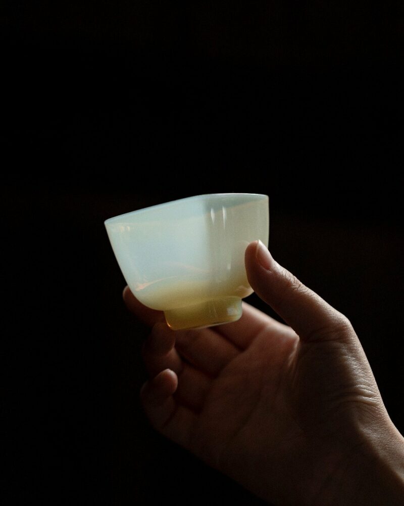 Minimalist Icy Glass Square Shape 50ml Tea Cup