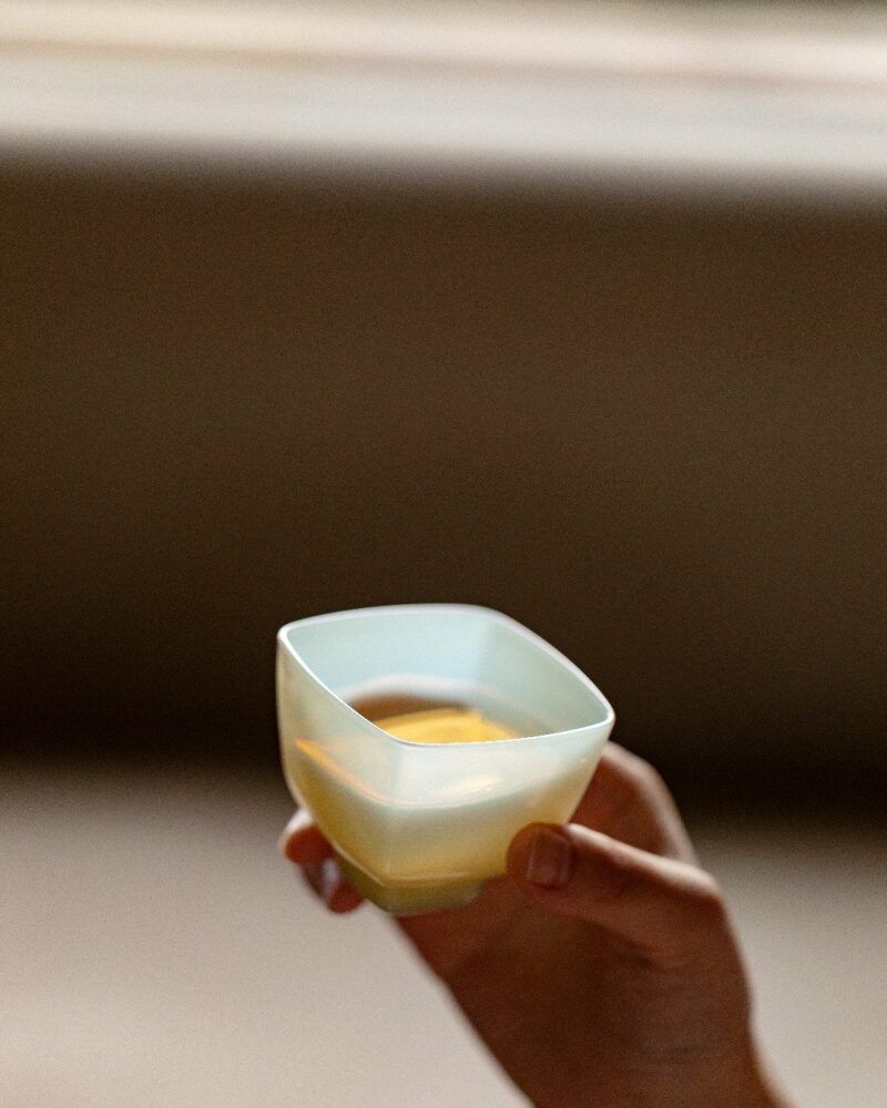 Minimalist Icy Glass Square Shape 50ml Tea Cup
