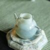 Minimalist Jade White Elegant Glass Yellow 270ml Teapot