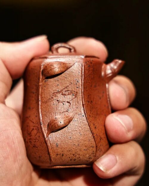 Fully Handmade Wood Fired Duanni Bamboo Relief 70ml Yixing Teapot