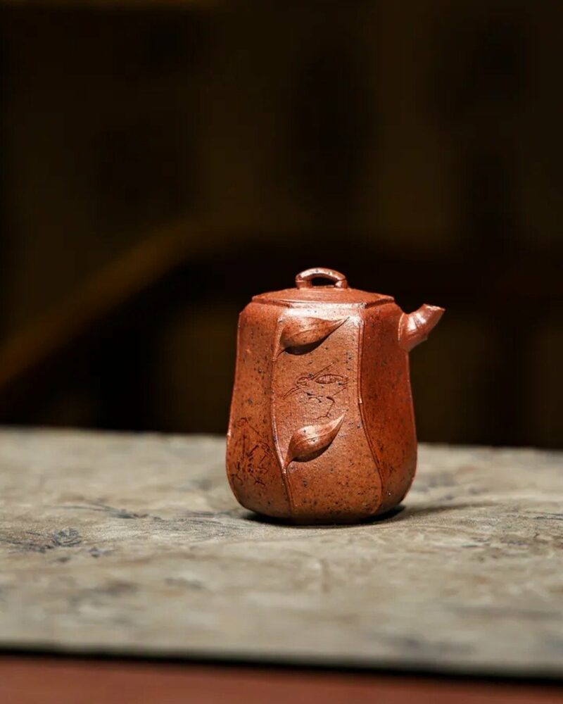 Fully-Handmade-Wood-Fired-Duanni-Bamboo-Relief-70ml-Yixing-Teapot3 Fully Handmade Wood Fired Duanni Bamboo Relief 70ml Yixing Teapot