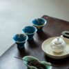 Gradient Glaze Wood-kiln Fired Ceramic Blue Crystal Flower 45ml Tea Cup