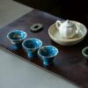 Gradient Glaze Wood-kiln Fired Ceramic Blue Crystal Flower 45ml Tea Cup