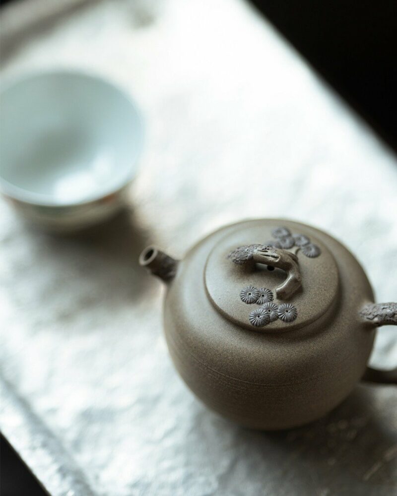 Half-Handmade-Qing-Duanni-Pine-Needle-Relief-200ml-Yixing-Teapot2 Half Handmade Qing Duanni Pine Needle Relief 200ml Yixing Teapot