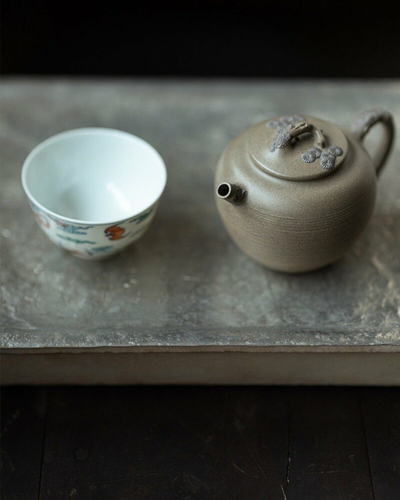 Half-Handmade-Qing-Duanni-Pine-Needle-Relief-200ml-Yixing-Teapot3 Half Handmade Qing Duanni Pine Needle Relief 200ml Yixing Teapot