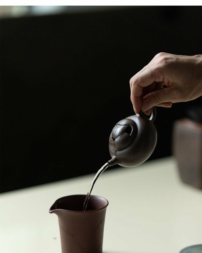 Half-Handmade-Qing-Hui-Zini-Yu-Lan-Leaf-Relief-120ml-Yixing-Teapot6 Half Handmade Qing Hui Zini Yu Lan Leaf Relief 120ml Yixing Teapot