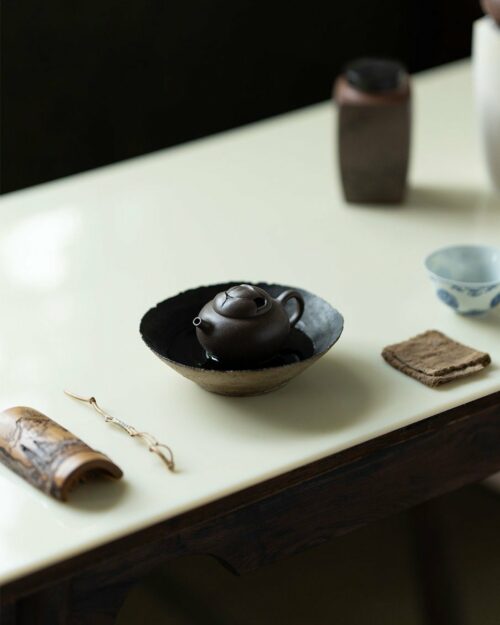 Half Handmade Qing Hui Zini Yu Lan Leaf Relief 120ml Yixing Teapot