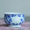 Hand-painted Qinghua Ceramic Translucent Rice Grain Intertwined Lotus 70ml Gaiwan Set