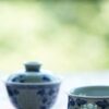 Hand-painted Qinghua Ceramic Translucent Rice Grain Intertwined Lotus 70ml Gaiwan Set