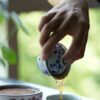 Hand-painted Qinghua Ceramic Translucent Rice Grain Intertwined Lotus 70ml Gaiwan Set