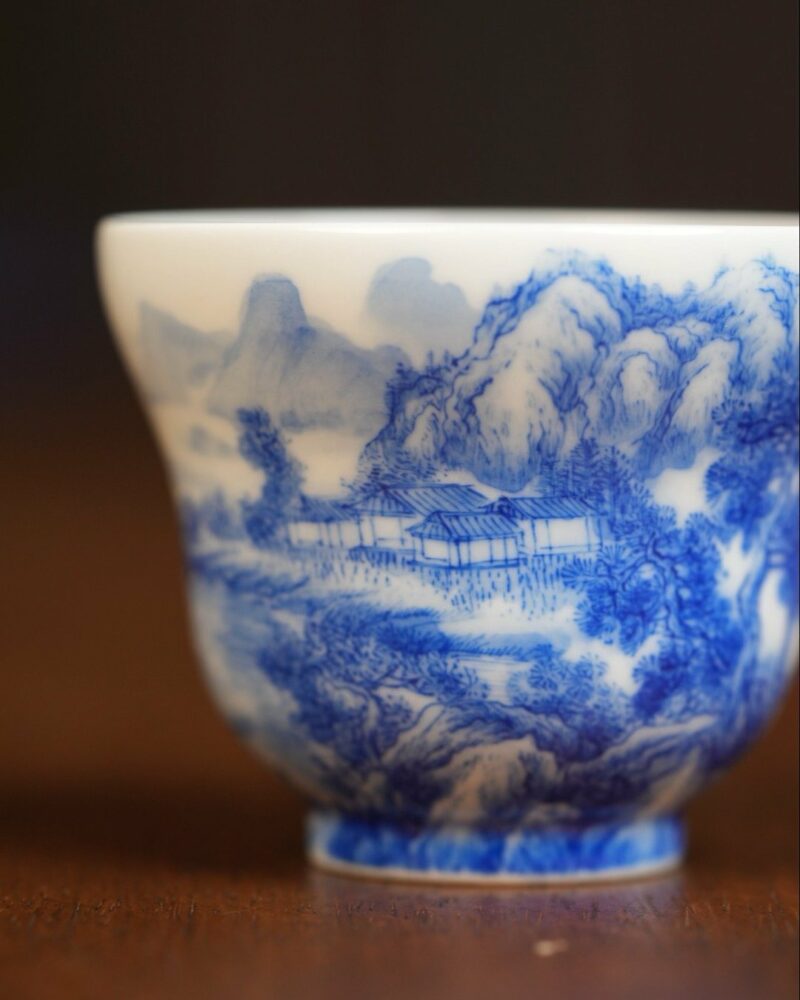 Hand-painted-Qinghua-Porcelain-Landscape-90ml-Host-Cup2 Hand-painted Qinghua Porcelain Landscape 90ml Host Cup
