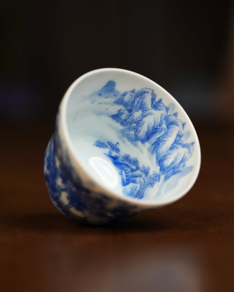 Hand-painted-Qinghua-Porcelain-Landscape-90ml-Host-Cup5 Hand-painted Qinghua Porcelain Landscape 90ml Host Cup