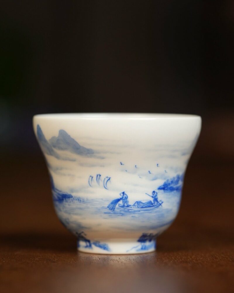 Hand-painted-Qinghua-Porcelain-Landscape-90ml-Host-Cup7 Hand-painted Qinghua Porcelain Landscape 90ml Host Cup