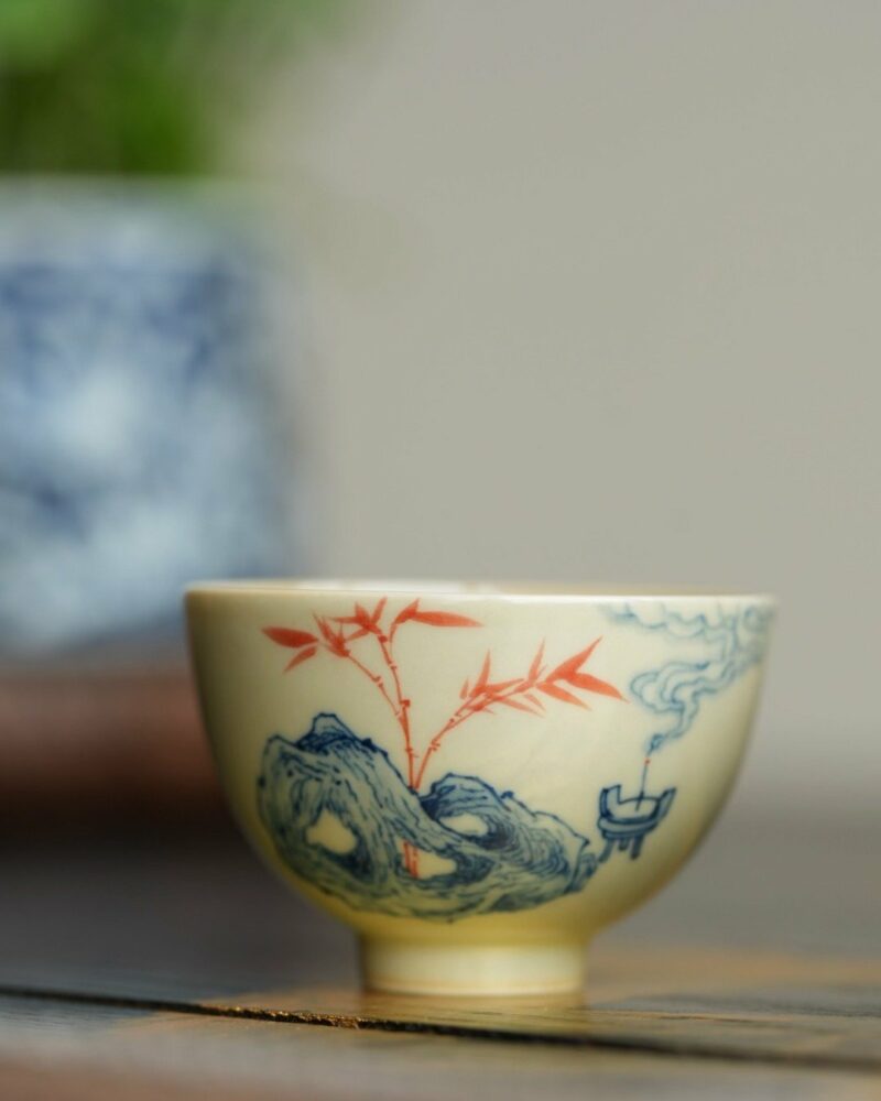 Hand-painted-Qinghua-Porcelain-Love-Lotus-Calligraphy-65ml-Gaiwan-Set4 Hand-painted Qinghua Porcelain Love Lotus Calligraphy 65ml Gaiwan Set