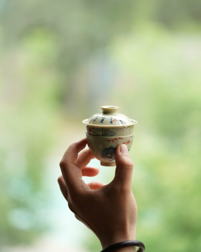 Hand-painted-Qinghua-Porcelain-Love-Lotus-Calligraphy-65ml-Gaiwan-Set6 Hand-painted Qinghua Porcelain Love Lotus Calligraphy 65ml Gaiwan Set