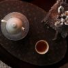 Handmade-Chinese-Style-Vintage-Style-Xiangyunsha-Silk-Dark-Brown-Cross-Stitch-Pattern-Tea-Mat4 Handmade Chinese Style Vintage Style Xiangyunsha Silk Dark Brown Cross-Stitch Pattern Tea Mat