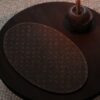 Handmade-Chinese-Style-Vintage-Style-Xiangyunsha-Silk-Dark-Brown-Cross-Stitch-Pattern-Tea-Mat5 Handmade Chinese Style Vintage Style Xiangyunsha Silk Dark Brown Cross-Stitch Pattern Tea Mat