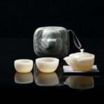 Minimalist Bing Zhong Jade Porcelain Portable 100ml Travel Tea Set Set
