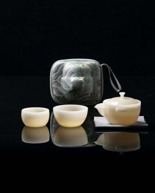 Minimalist Bing Zhong Jade Porcelain Portable 100ml Travel Tea Set Set