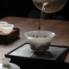 Minimalist Extra Thin Mutton Fat Jade Porcelain Horseshoe Shape 100ml Gaiwan